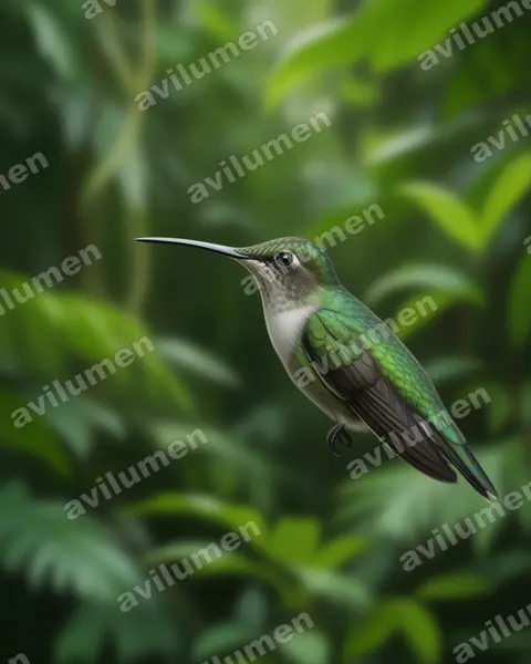 Illustration Réaliste : Campylopterus largipennis (Campyloptère à ventre gris)