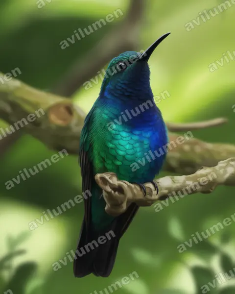 Illustration im Stil Realistisch: Santa-Marta-Degenflügel (Campylopterus phainopeplus)