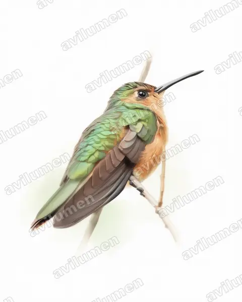Ilustración en Acuarela: Campylopterus rufus (Pampa rufa)