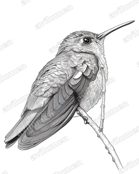 Ilustración en Tinta: Campylopterus rufus (Pampa rufa)