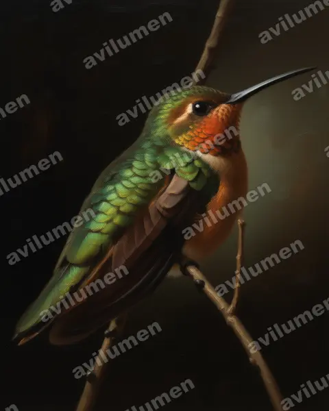 Ilustración en Óleo: Campylopterus rufus (Pampa rufa)