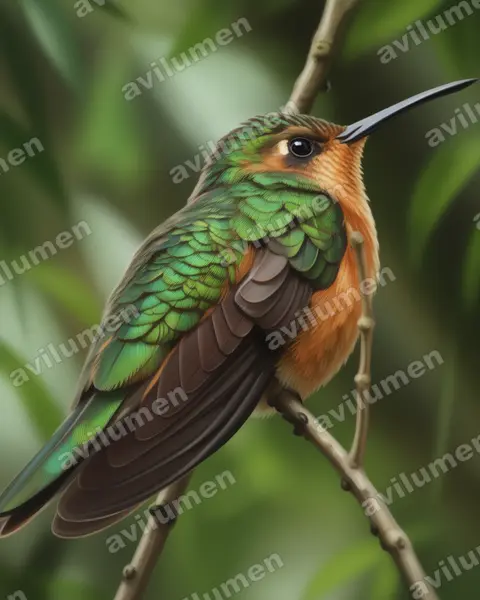 Ilustración en Realista: Campylopterus rufus (Pampa rufa)