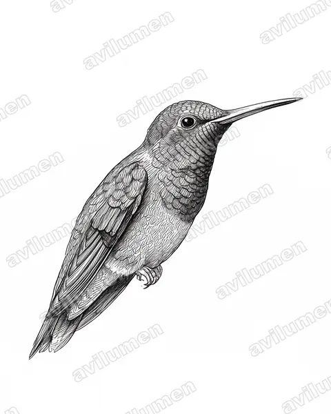 Illustration im Stil Tusche: Napodegenflügel (Campylopterus villaviscensio)