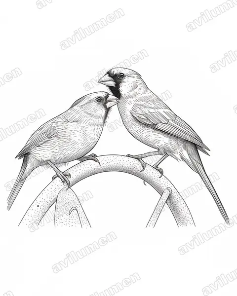 Illustration Encre : Cardinalis cardinalis (Cardinal rouge)