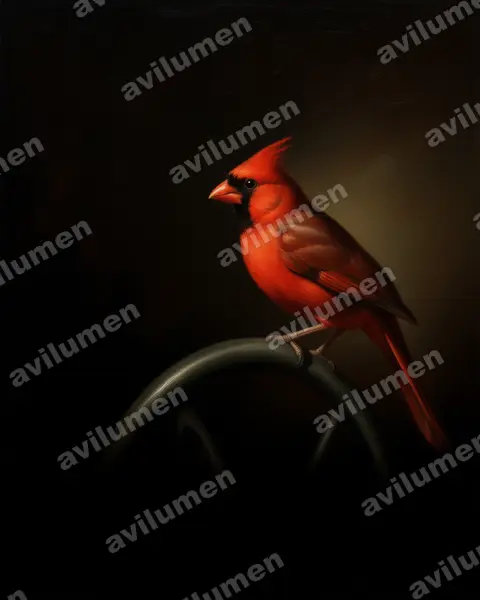 Illustration Huile : Cardinalis cardinalis (Cardinal rouge)