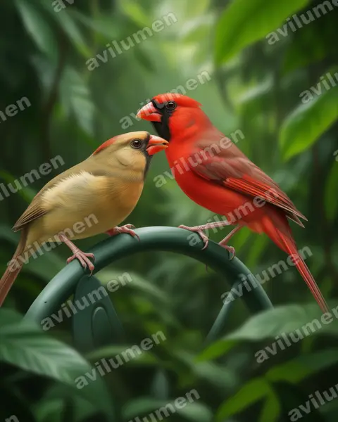 Illustration Réaliste : Cardinalis cardinalis (Cardinal rouge)