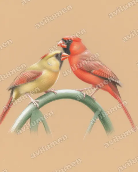 Illustration Crayon de couleur : Cardinalis cardinalis (Cardinal rouge)