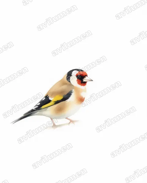 Illustration im Stil Aquarell: Stieglitz (Carduelis carduelis)