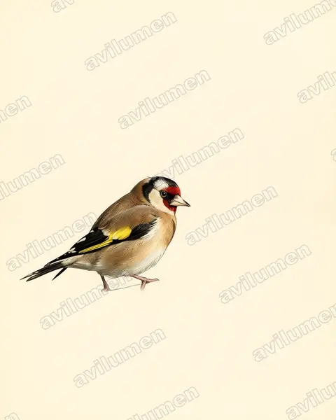 Illustration im Stil Historische Tafel: Stieglitz (Carduelis carduelis)