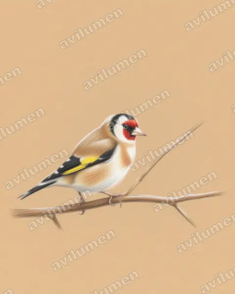 Illustration im Stil Buntstift: Stieglitz (Carduelis carduelis)