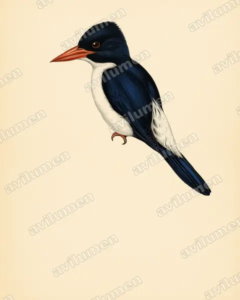 Vintage plate illustration: Caridonax fulgidus (Glittering Kingfisher)