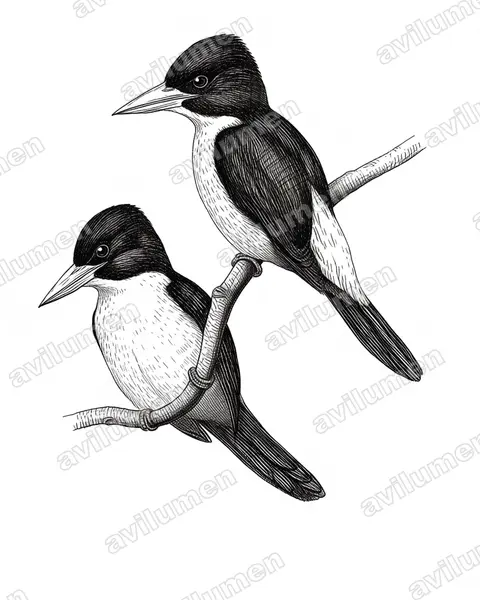 Ink illustration: Caridonax fulgidus (Glittering Kingfisher)