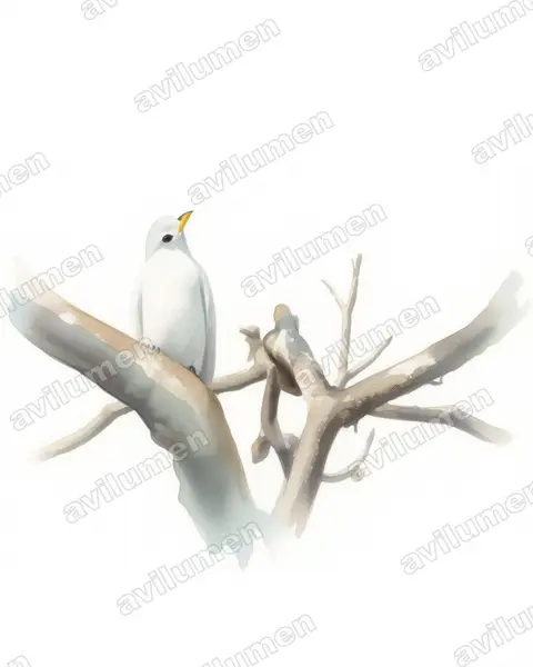 Ilustración en Acuarela: Carpodectes antoniae (Cotinga piquiamarillo​)