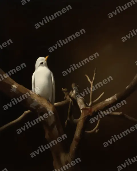 Ilustración en Óleo: Carpodectes antoniae (Cotinga piquiamarillo​)