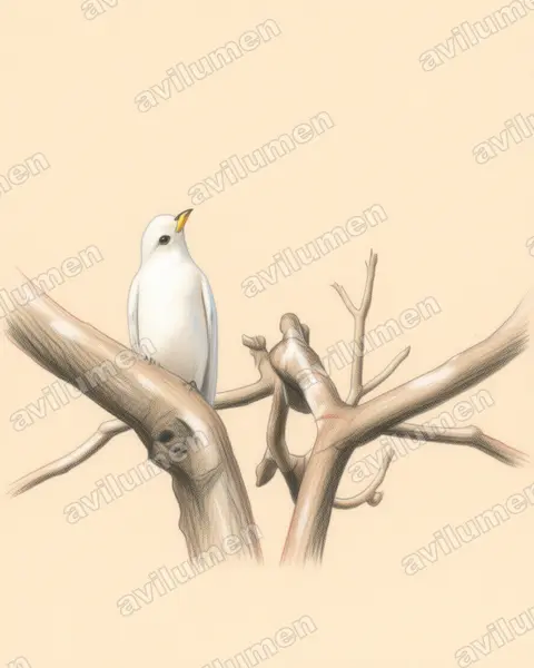 Ilustración en Lápiz de color: Carpodectes antoniae (Cotinga piquiamarillo​)