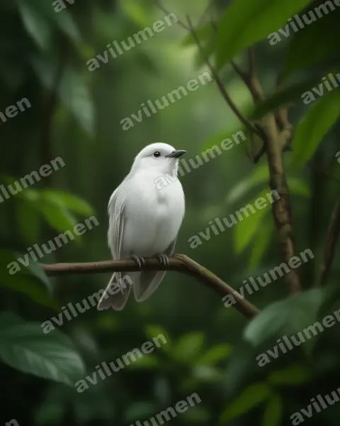 Realistic illustration: Carpodectes hopkei (Black-tipped Cotinga)