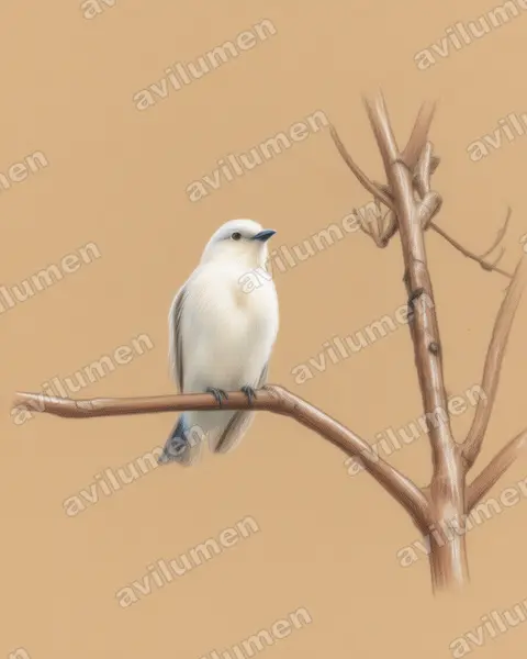 Colored pencil illustration: Carpodectes hopkei (Black-tipped Cotinga)