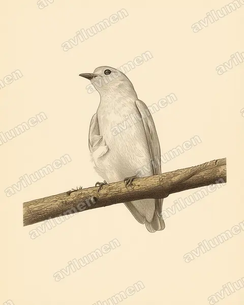 Illustration im Stil Historische Tafel: Snowy Cotinga (Carpodectes nitidus)