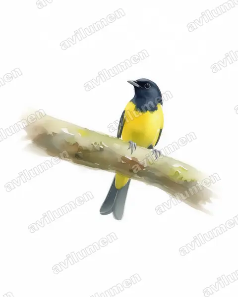 Hooded Berryeater（Carpornis cucullata）的水彩插画