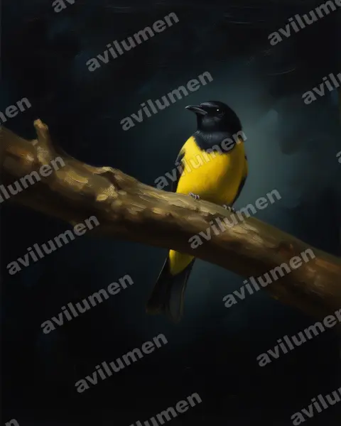 Hooded Berryeater（Carpornis cucullata）的油画插画