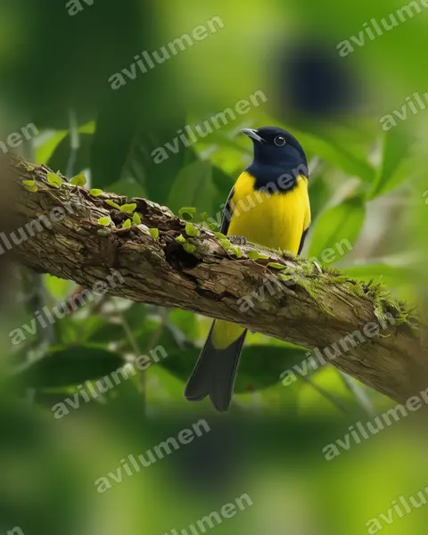 Hooded Berryeater（Carpornis cucullata）的写实插画