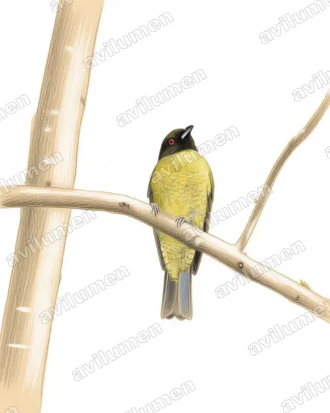 Illustration Crayon de couleur : Carpornis melanocephala (Black-headed Berryeater)
