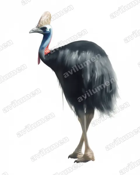 Illustration Aquarelle : Casuarius casuarius (Casoar à casque)