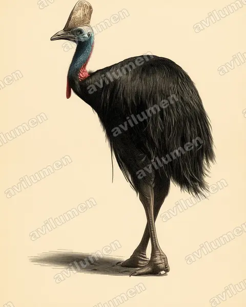Illustration Planche ancienne : Casuarius casuarius (Casoar à casque)