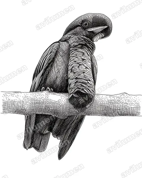 Ilustración en Tinta: Cephalopterus penduliger (Paragüero corbatudo)