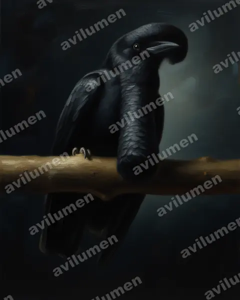 Ilustración en Óleo: Cephalopterus penduliger (Paragüero corbatudo)