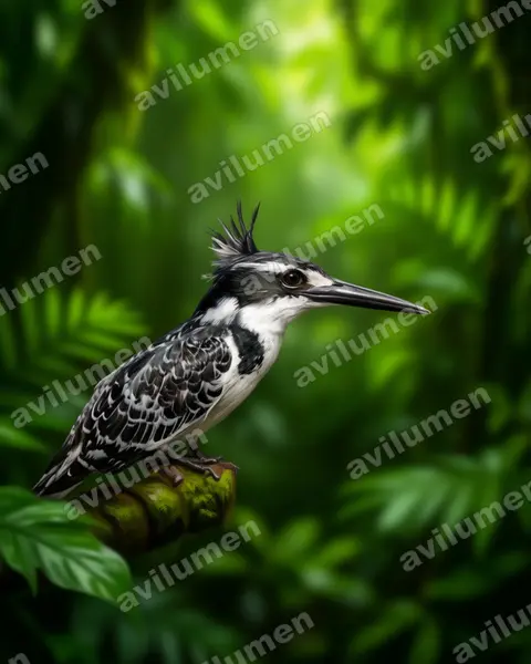 Ilustración en Realista: Ceryle rudis (Martín pescador pío)