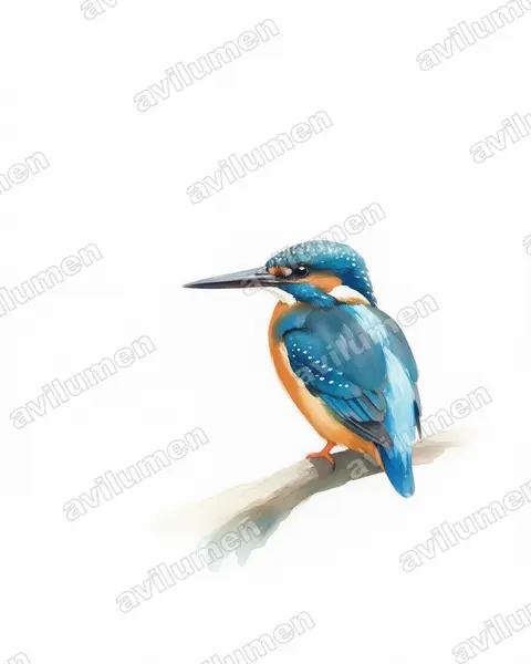 Illustration im Stil Aquarell: Silberzwergfischer (Ceyx argentatus)