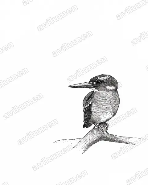 Illustration im Stil Tusche: Silberzwergfischer (Ceyx argentatus)