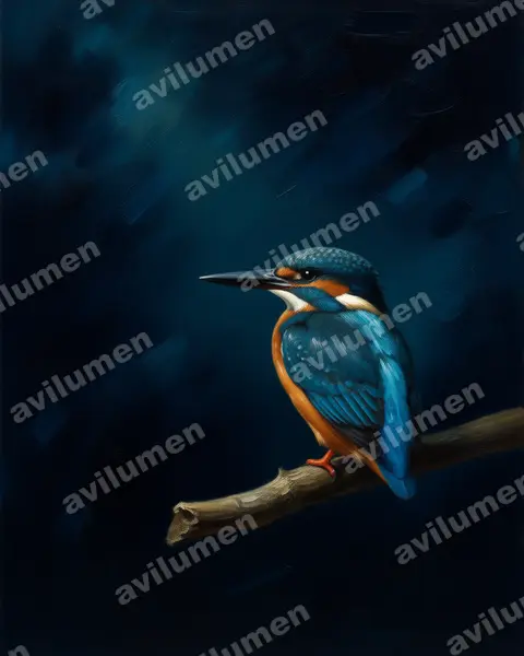 Illustration im Stil Öl: Silberzwergfischer (Ceyx argentatus)