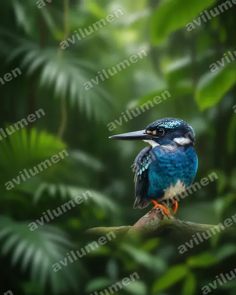 Illustration im Stil Realistisch: Silberzwergfischer (Ceyx argentatus)