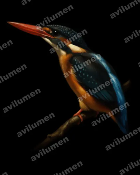 Buru dwarf kingfisher（Ceyx cajeli）的油画插画