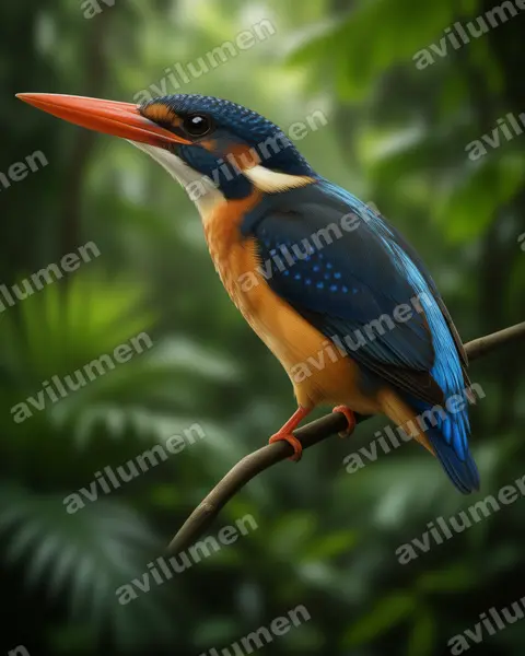 Buru dwarf kingfisher（Ceyx cajeli）的写实插画