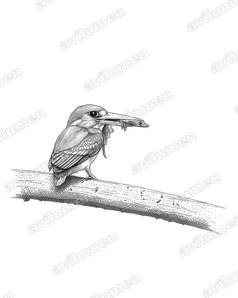 Ilustración en Tinta: Ceyx melanurus (Martín pigmeo filipino)