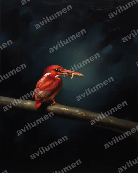 Ilustración en Óleo: Ceyx melanurus (Martín pigmeo filipino)