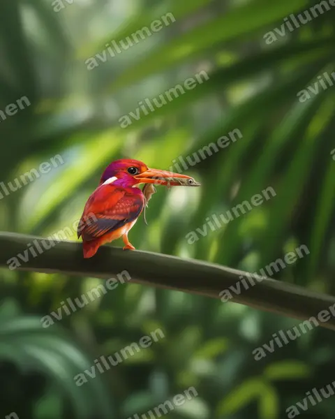 Ilustración en Realista: Ceyx melanurus (Martín pigmeo filipino)