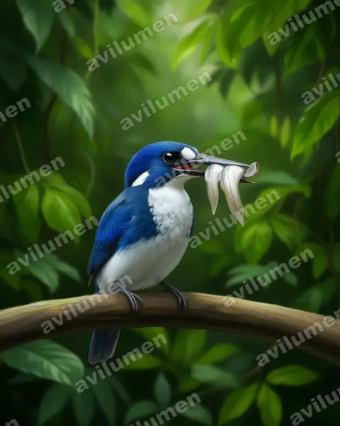 Illustration im Stil Realistisch: Mangrovezwergfischer (Ceyx pusillus)