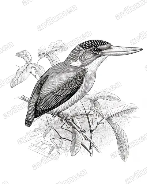 Illustration Encre : Ceyx sangirensis (Sangihe dwarf kingfisher)