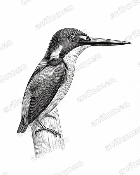Ilustración en Tinta: Ceyx solitarius (Martín pigmeo papú)
