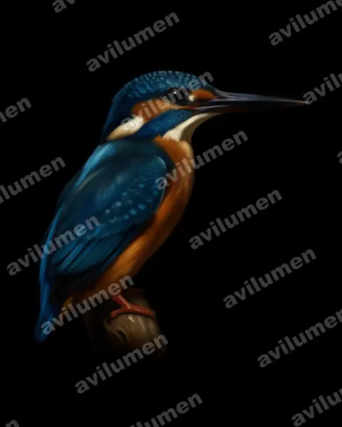 Ilustración en Óleo: Ceyx solitarius (Martín pigmeo papú)