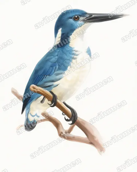 Ilustración en Acuarela: Ceyx websteri (Martín pescador de las Bismarck)