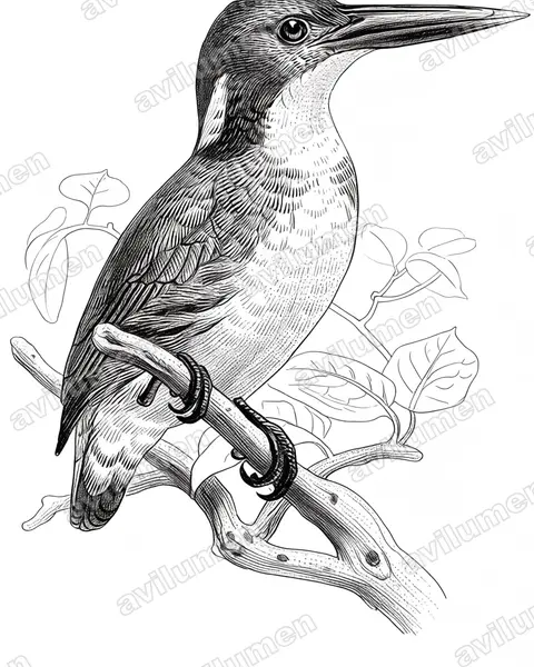Ilustración en Tinta: Ceyx websteri (Martín pescador de las Bismarck)