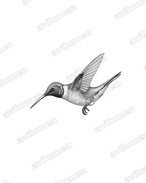 圣马爾塔林蜂鸟（Chaetocercus astreans）的钢笔墨线插画