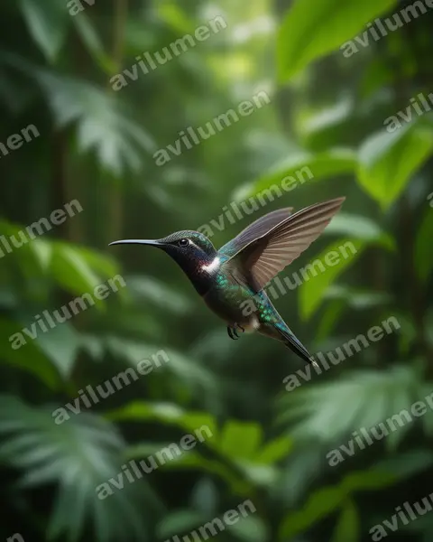 圣马爾塔林蜂鸟（Chaetocercus astreans）的写实插画