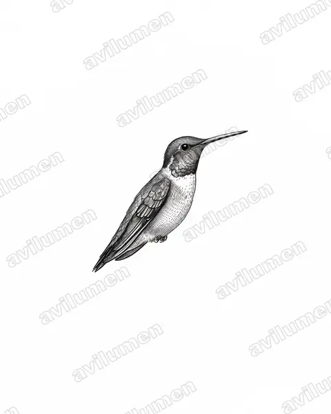 Ink illustration: Chaetocercus berlepschi (Esmeraldas woodstar)