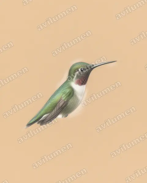 Colored pencil illustration: Chaetocercus berlepschi (Esmeraldas woodstar)